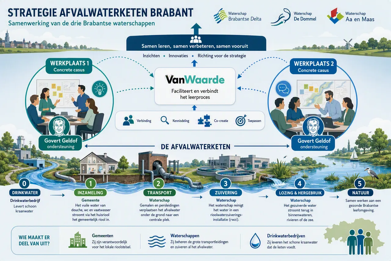 Infographic over Werkplaatsen rond de afvalwaterketen in Brabant