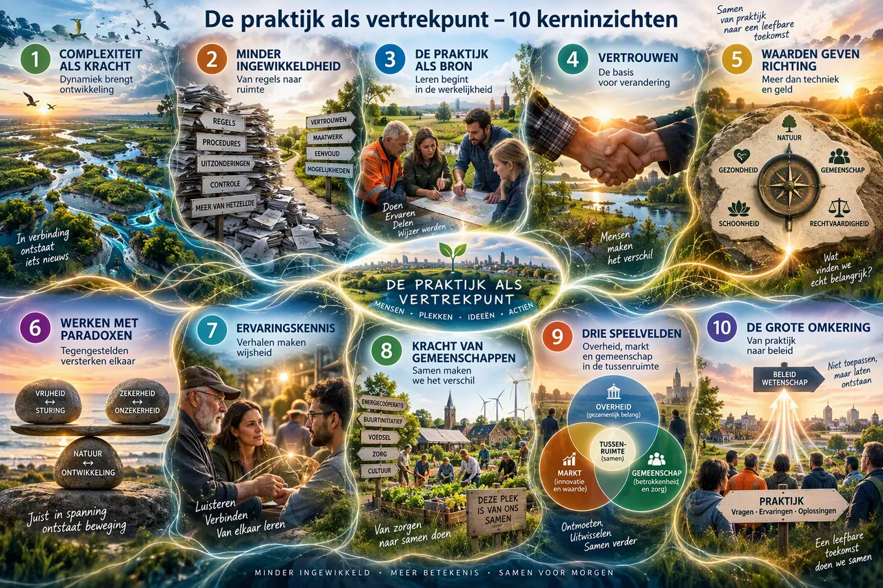 Infographic met tien kerninzichten uit het YouTube-kanaal De praktijk als vertrekpunt